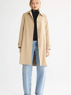 OROLAY Women's XL Beige/Khaki Trench Collared Lined Pockets Single Breasted